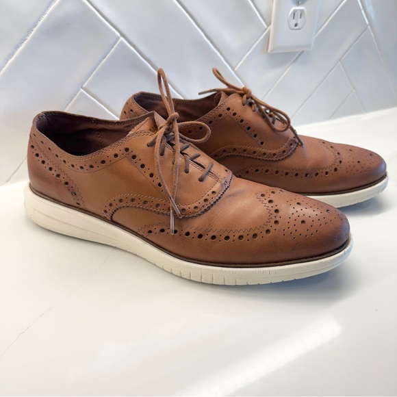 Cole Haan Men's Miles Leather Wingtip Oxford Shoes Brown 11.5 M Slip Resistant - Picture 3 of 11